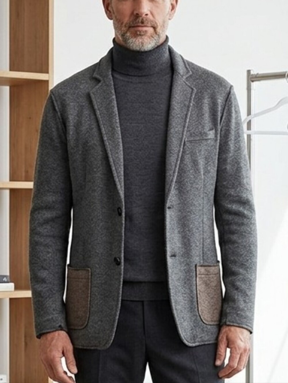 Jack & Jones Premium Gray Wool Blend Blazer Jacket Coat Men's Size 52